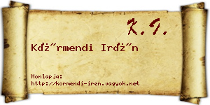 Körmendi Irén névjegykártya