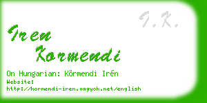 iren kormendi business card